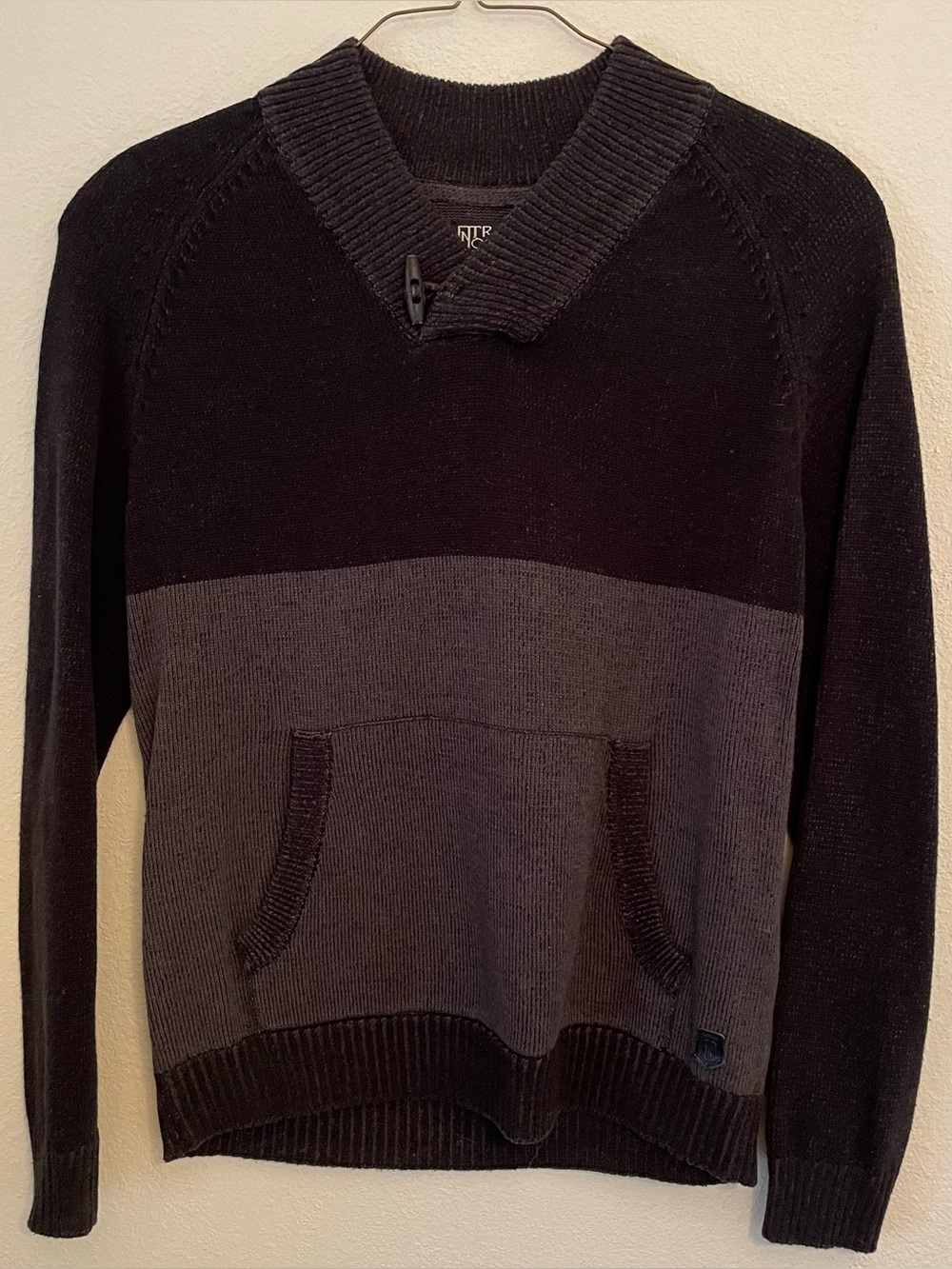 Vintage Trash Nouveau Men’s M Toggle Neck Pullover Sweater Black/Gray